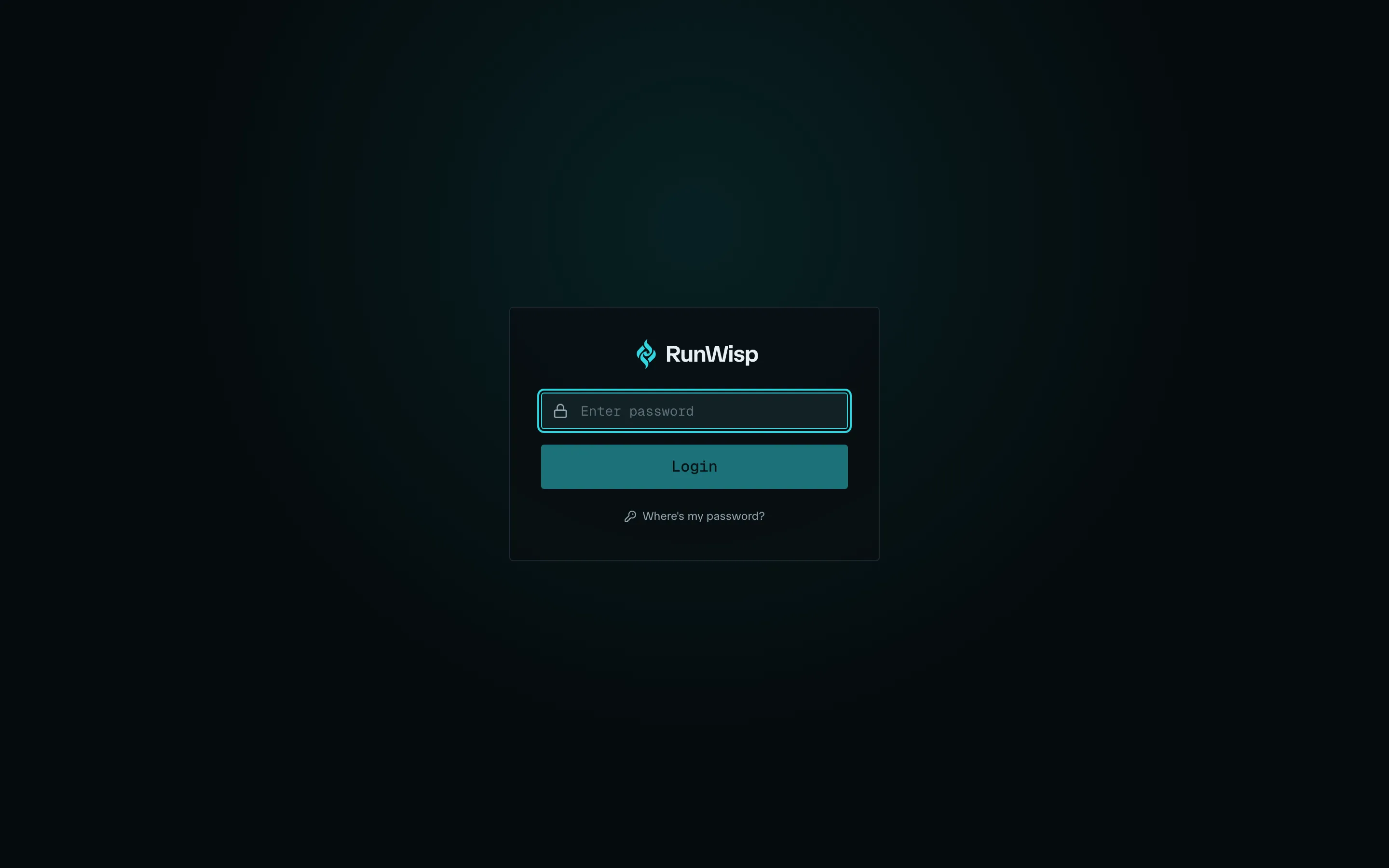 Login modal centred on the dashboard: single password field, Login button, no username.