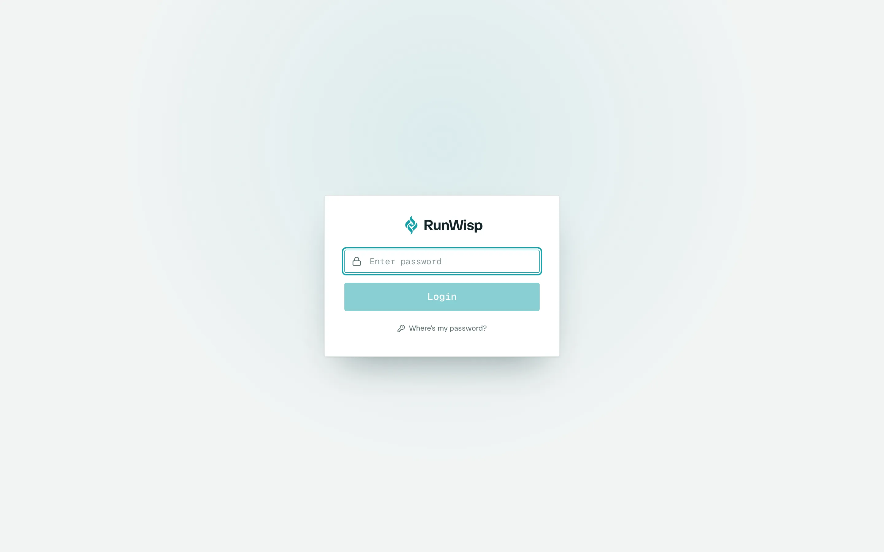 Login modal centred on the dashboard: single password field, Login button, no username.
